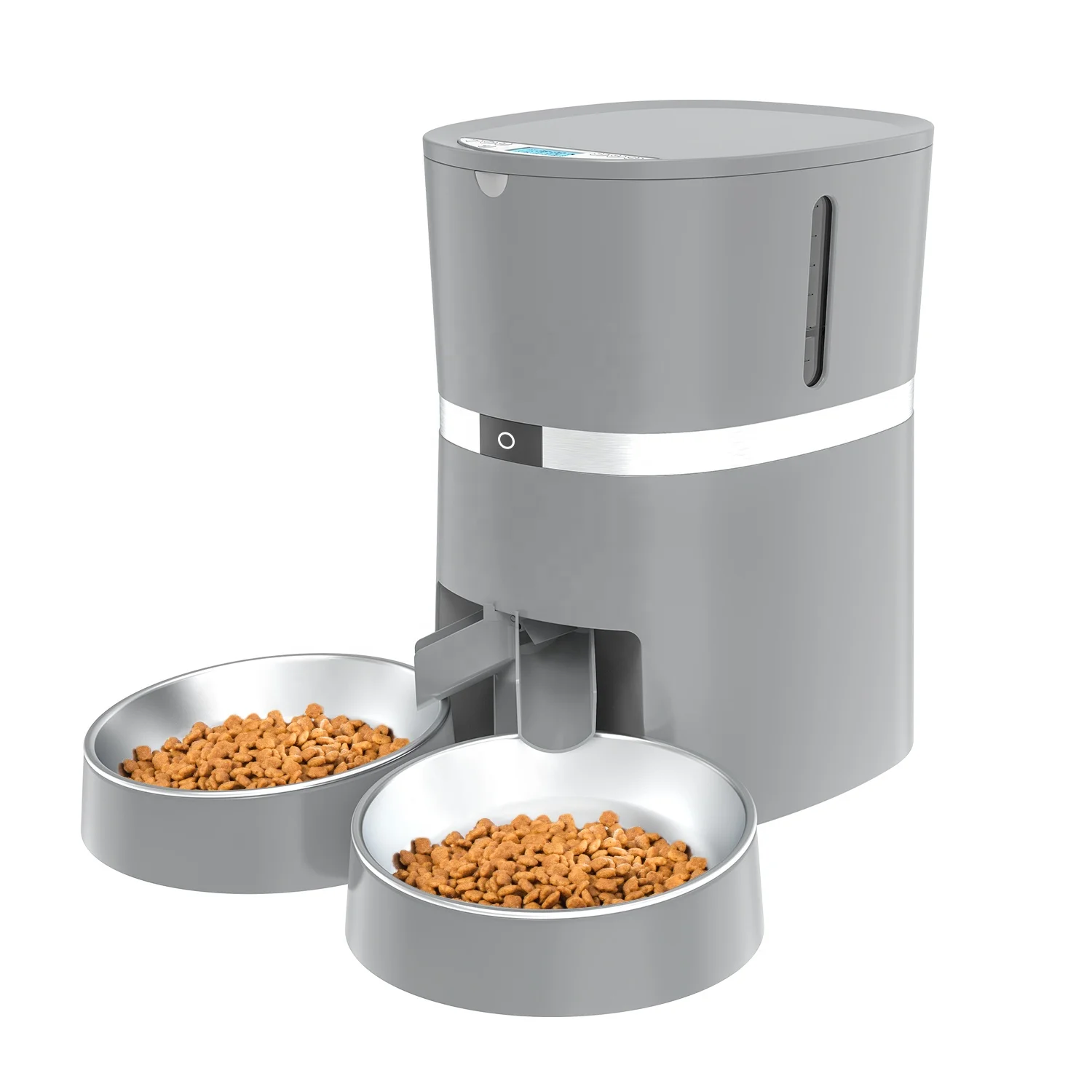 Newest  Battery- Powered Automatic pet feeder With two way splitter for 2 pets smart pet food dispenser