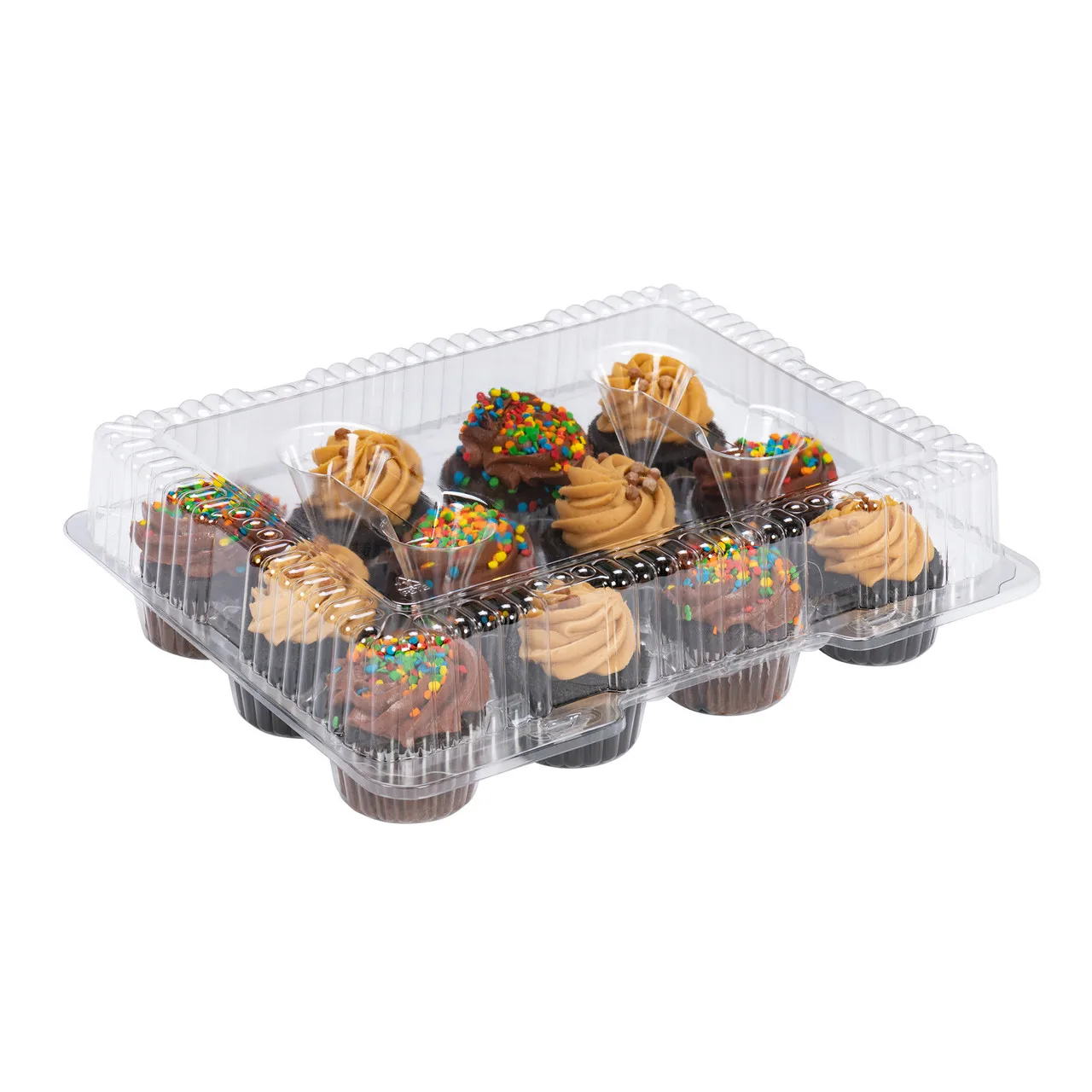 Cupcake Containers Plastic Disposable Single 2 4 6 12 Cup Transparent Individual Cupcake Box With Clear Lid And Packaging