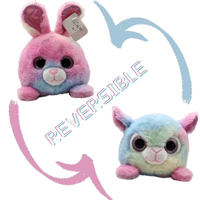 OEM new design fashion cute Bunny and Lamb plush flip toy