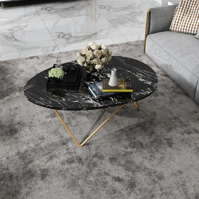 Modern luxury balcony leisure small apartment round marble coffee tea table