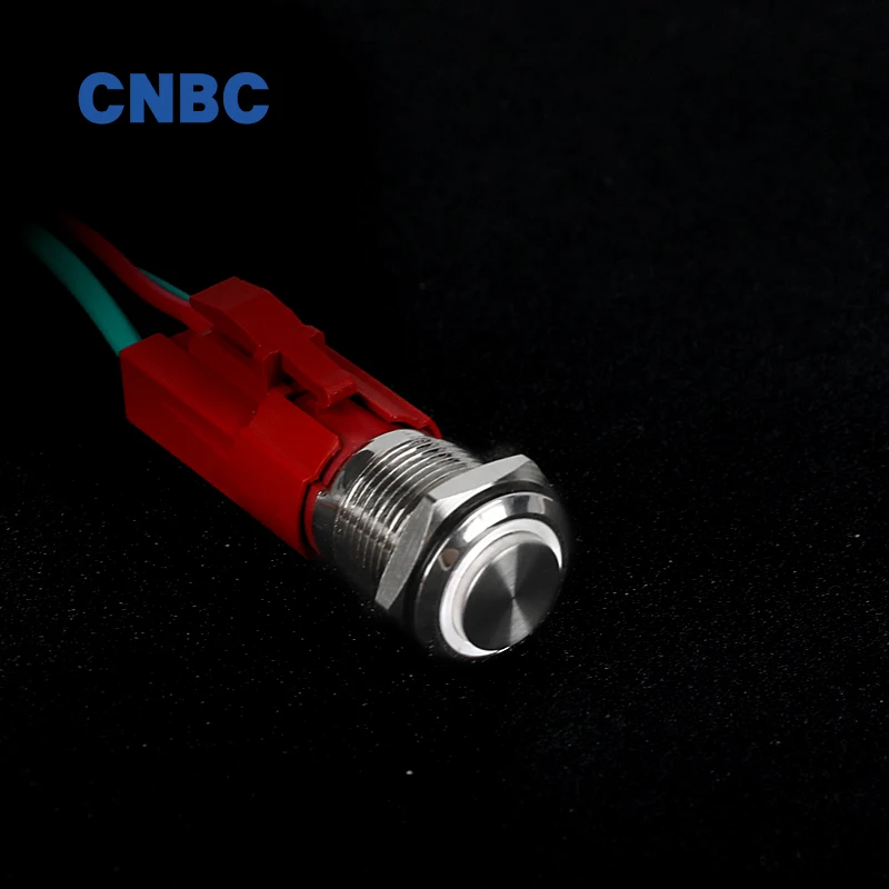 High Current 10A 16mm IP67 waterproof momentary self-locking 1NO high round ring ledmetal push button switch with 4pins