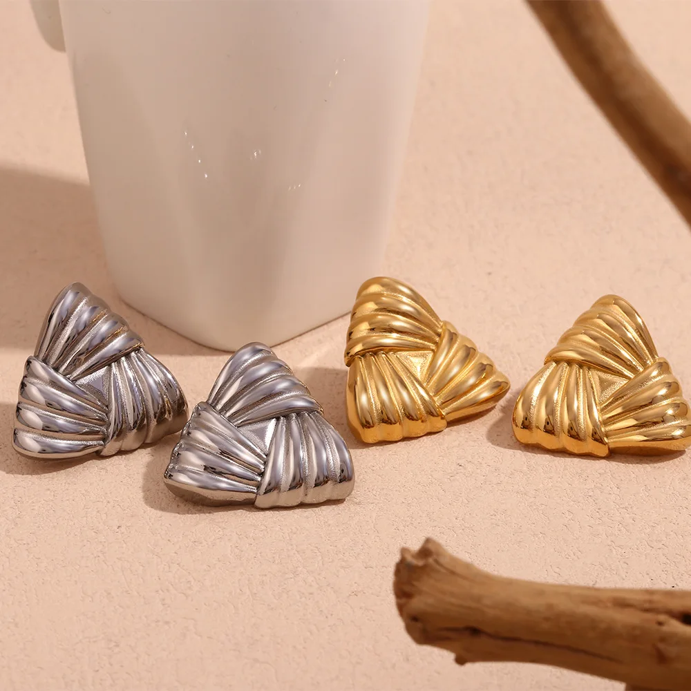 Fashion Jewelry Triangle Stud Earrings PVD Gold Plated Statement Jewelry Tanish Free Stainless Steel Earrings