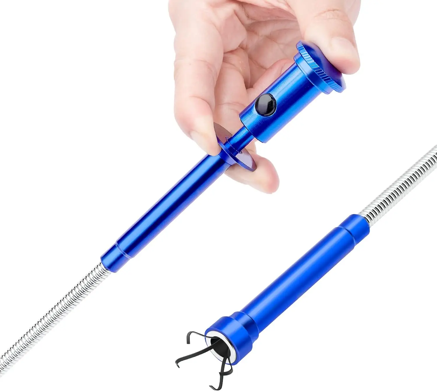 magnetic grabble gripping flexible toilet gadget sewer  LED light spring rod stretchable cleaning claw pick up tool