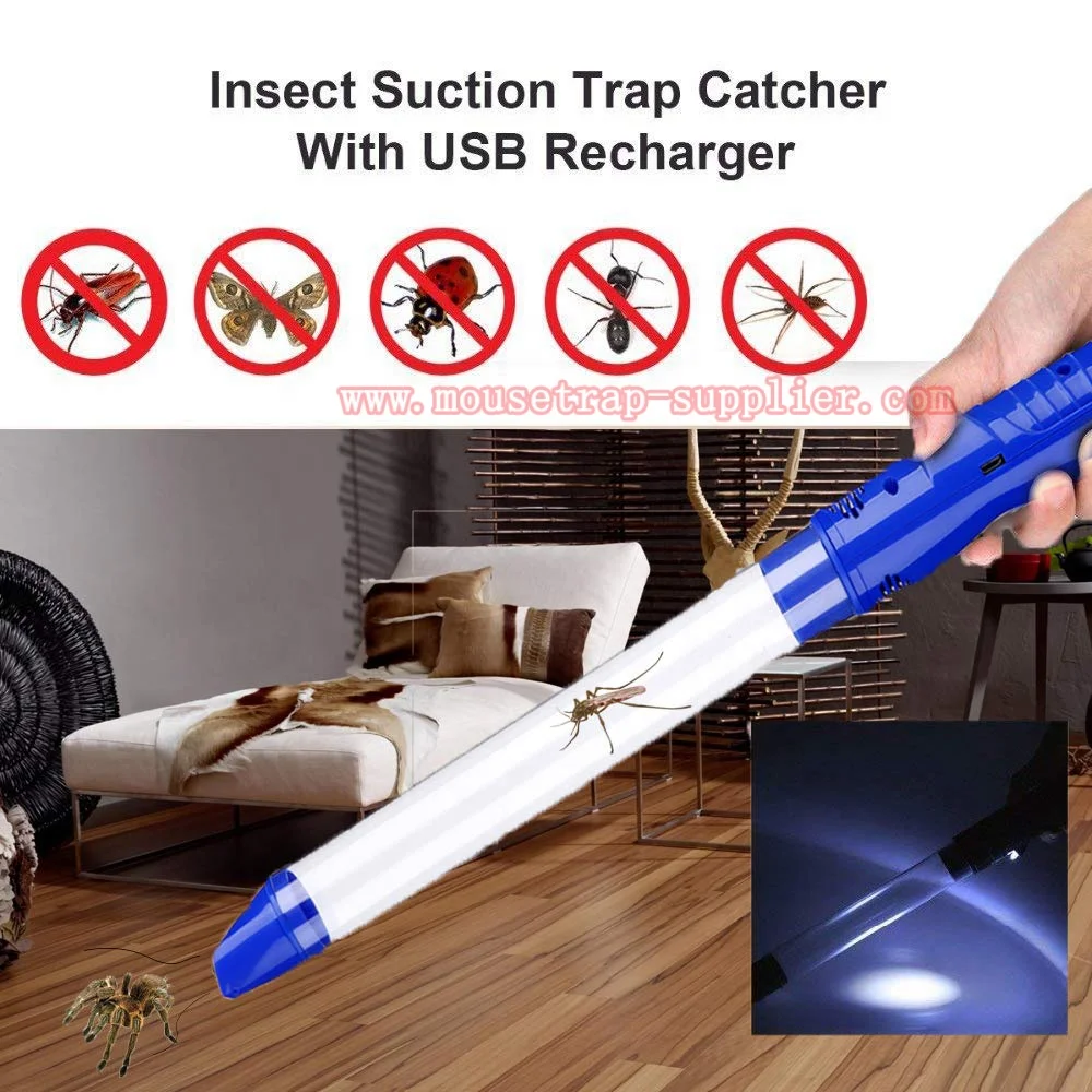 USB Rechargeable Insect Bug Bedbug Spider Vacuum Catcher with LED Light