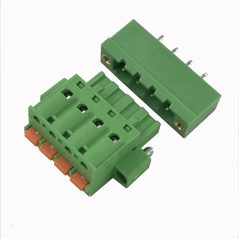5.08MM pitch push button contact male and female pluggable terminal block with fixed screw