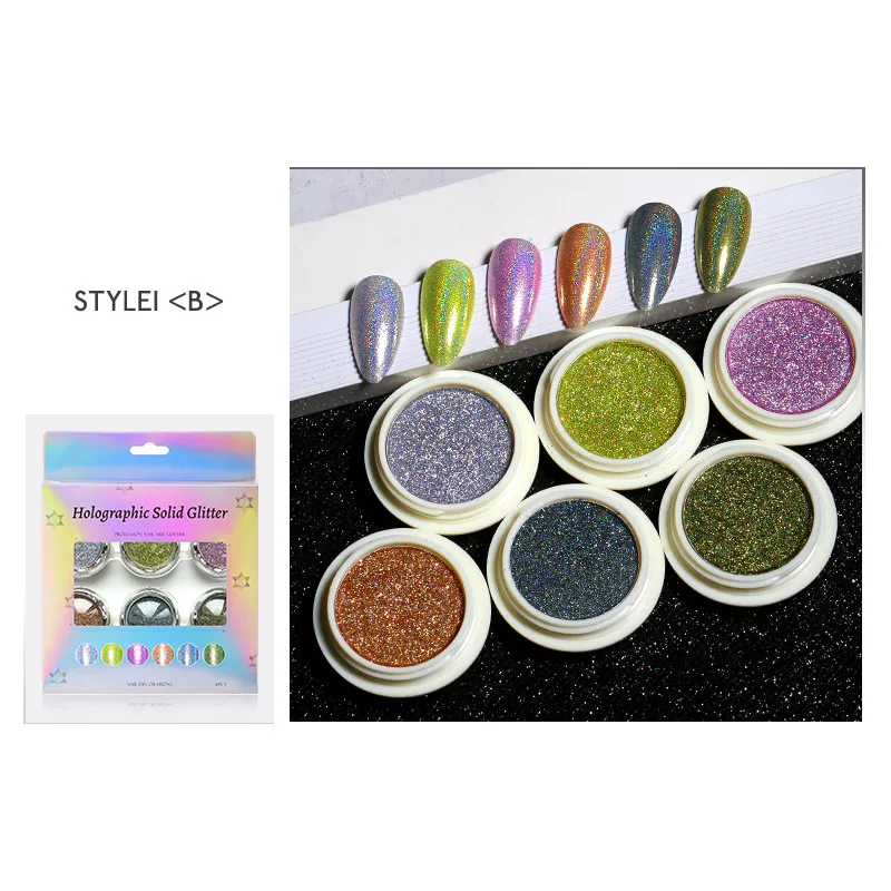 12 Colors Nail Crystal Diamond Powder 3D Laser Holographic Solid Pigment Glitter Nail Aurora Powder DIY Nail Art For Tips Design
