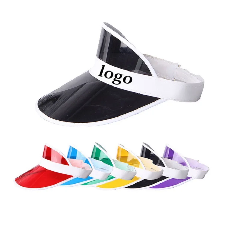 Wholesale Custom Logo Sunvisor Empty Plastic Pvc Cap Hat Beach Adjustable Sun Visor Hats