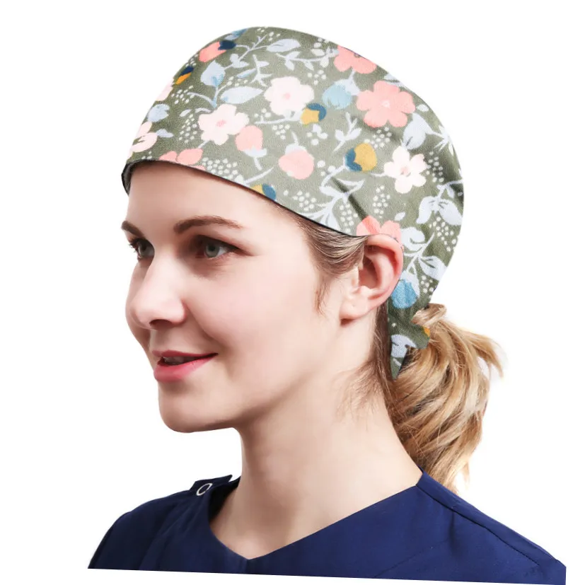 
Многоразовые и моющиеся хлопковые шапки для медсестер разных цветов 