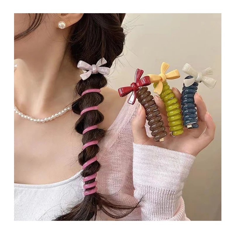 Telephone wire hair loop high horsetail head rope high elasticity hair tie