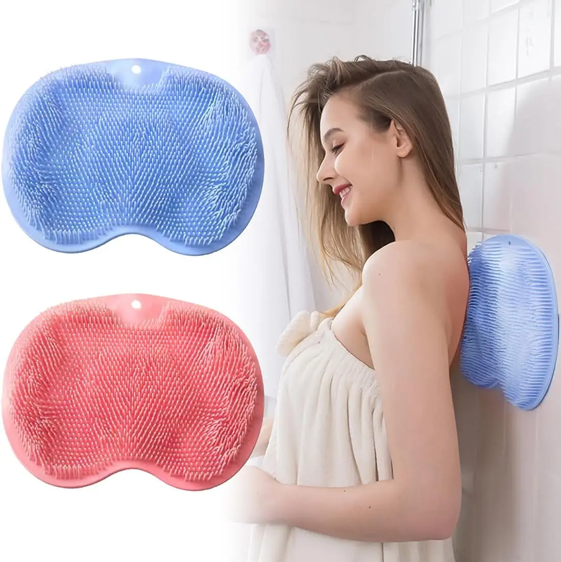 Bath Massage Cushion Brush with Suction Cups Bathroom Wash Foot Mat Shower Back Foot Scrubber