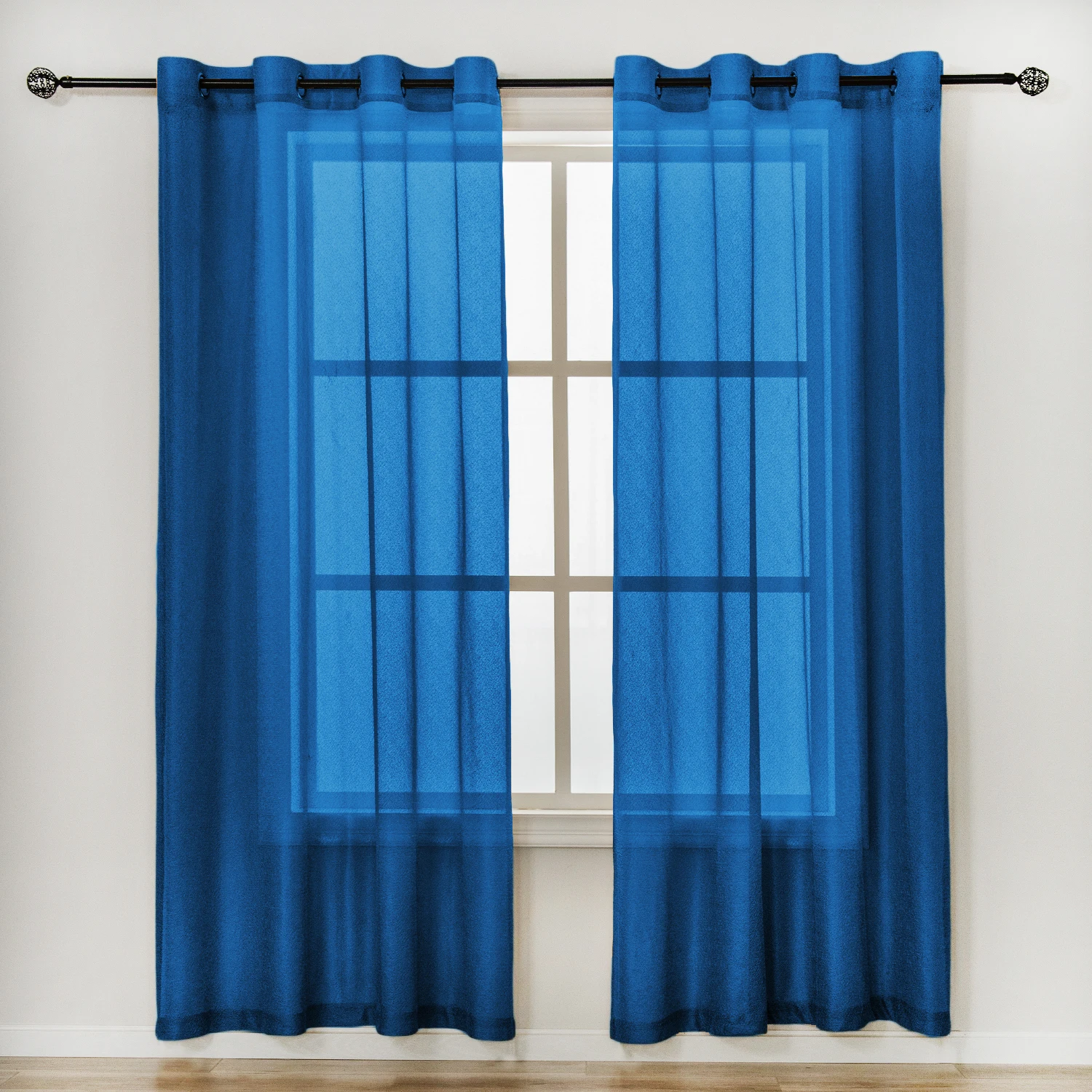 Modern Navy Balcony Living Room Window Transparent Sheer Knitted Tulle Curtains Net Rideau Voilage