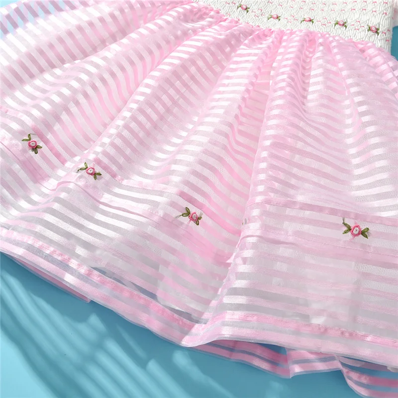 Customized Hand Made Smocked  Baby Girl Dresses Organza Boutique Children Smocking Sweet Embroidery Ball Gowns Smock Kids Dress