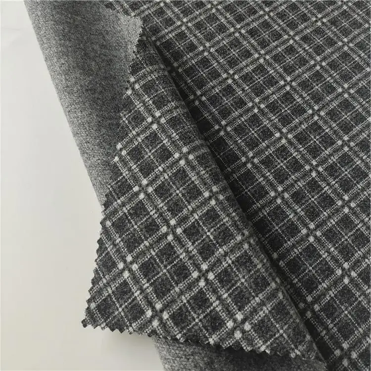 Stock diamond polyester tweed set knit jacquard fabric for garment factory wholesaler
