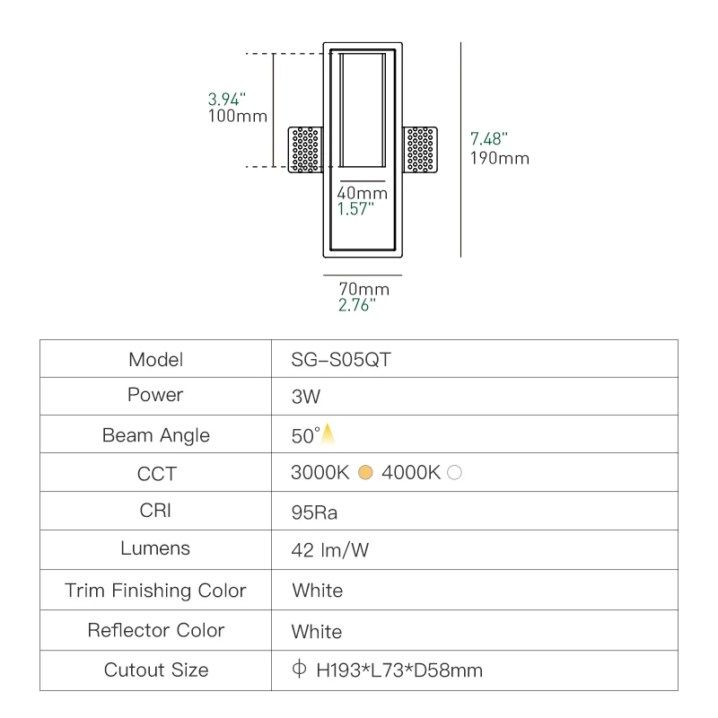 XRZLux Gypsum Lamp Recessed LED Stair Light Step Lighting 3W Led Corner Lamp Living Room Aisle Background Wall Plaster Light