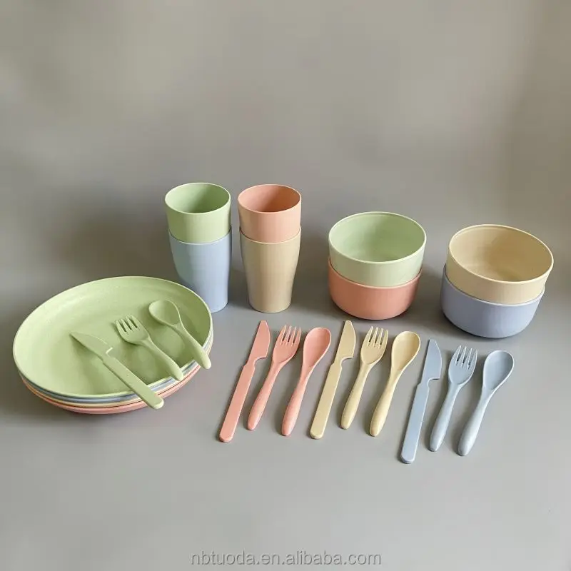 Factory Wholesale Small Capacity Colorful Dinnerware Sets and Camping Western Plastic Tableware Set