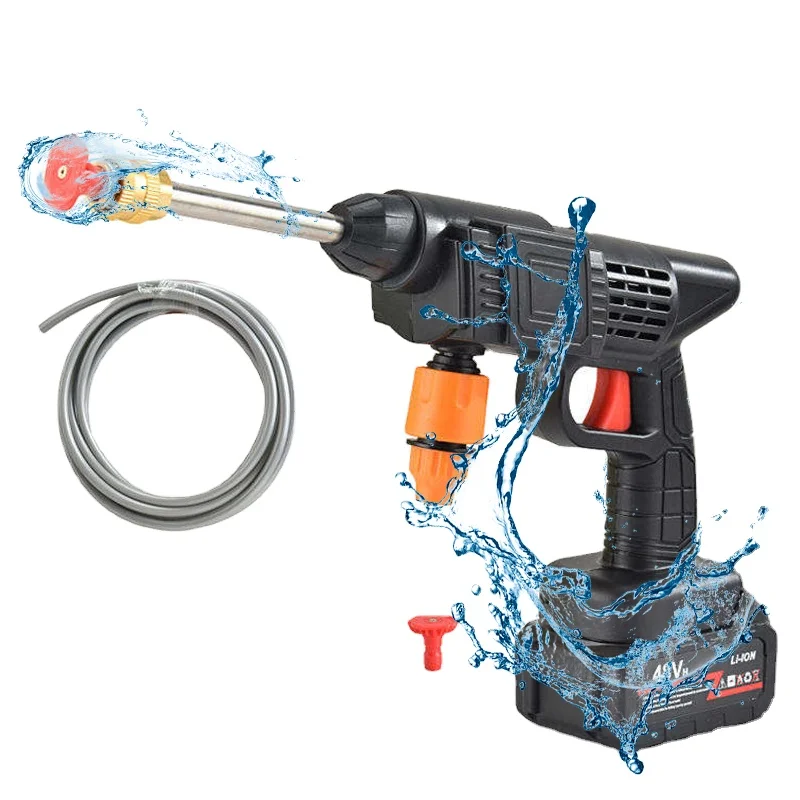 Car Washer High Pressure Portable Wash Gun 12v 24v 48v 96v Cordless Cleaning Machine Lithium Battery Washer Spray Gun