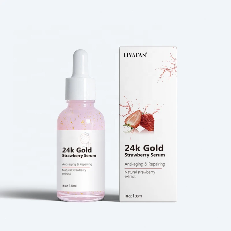 best selling whitening anti age Strawberry 24K Gold face vitamin c serum VC Essence