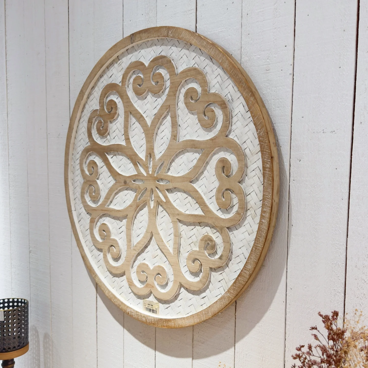 Modern Wall Art Home Decor Round Wooden Frame Bamboo Rattan Wall Decor Weave Pattern Wall Decor For Living Room