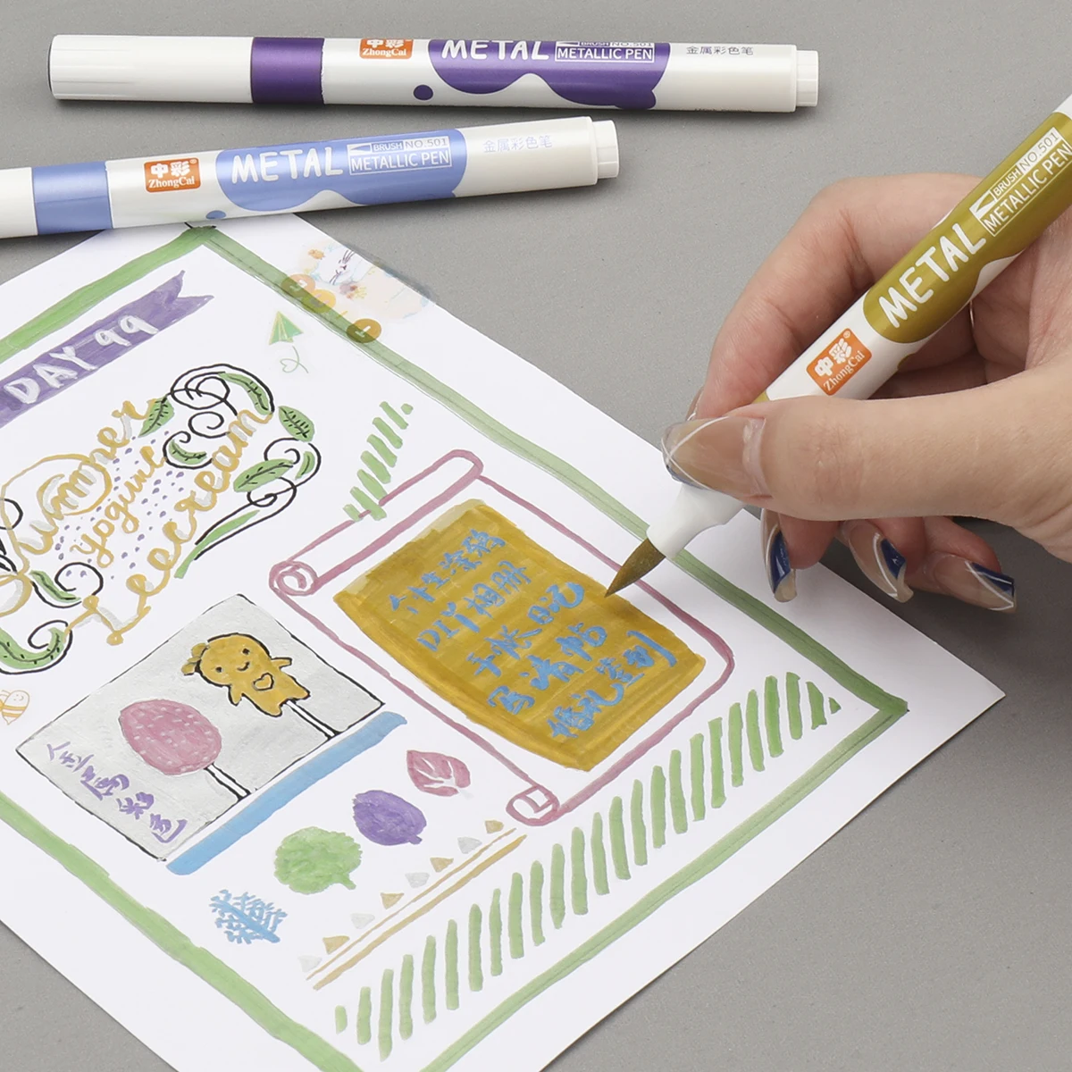 Graffiti painting wine glass plate metaillic color new permanent brush paint metallic marker pens