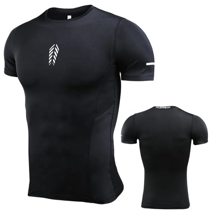 
Custom Men Gym Tights Fitness Wear Short Sleeve Sports Tops Seamless Dry Fit Sports Mens Compression Gym Wear 