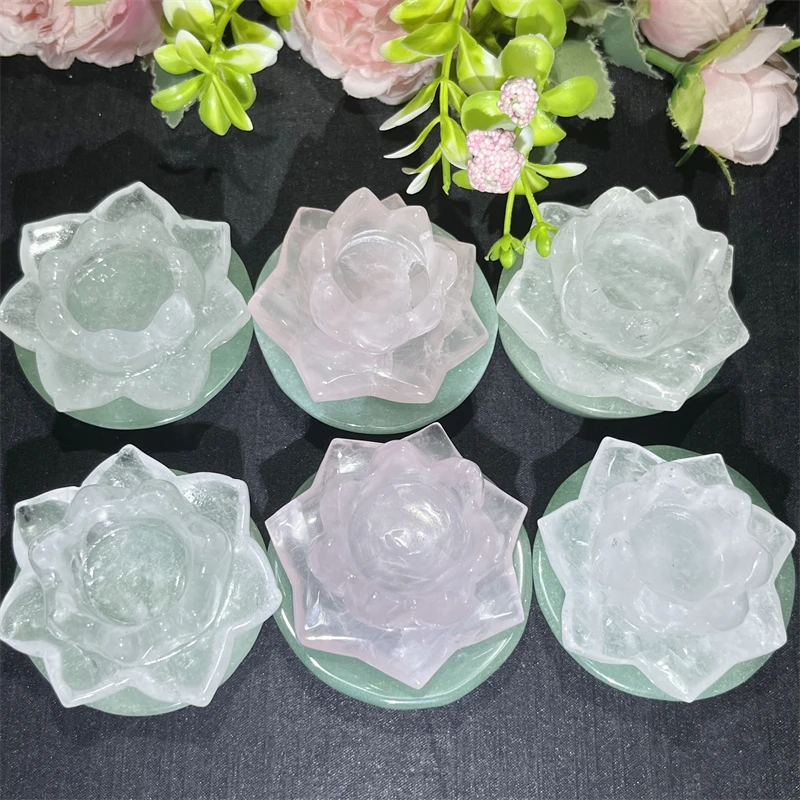 Wholesale good quality crystal carving clear quartz lotus flower crystal flowers for sale