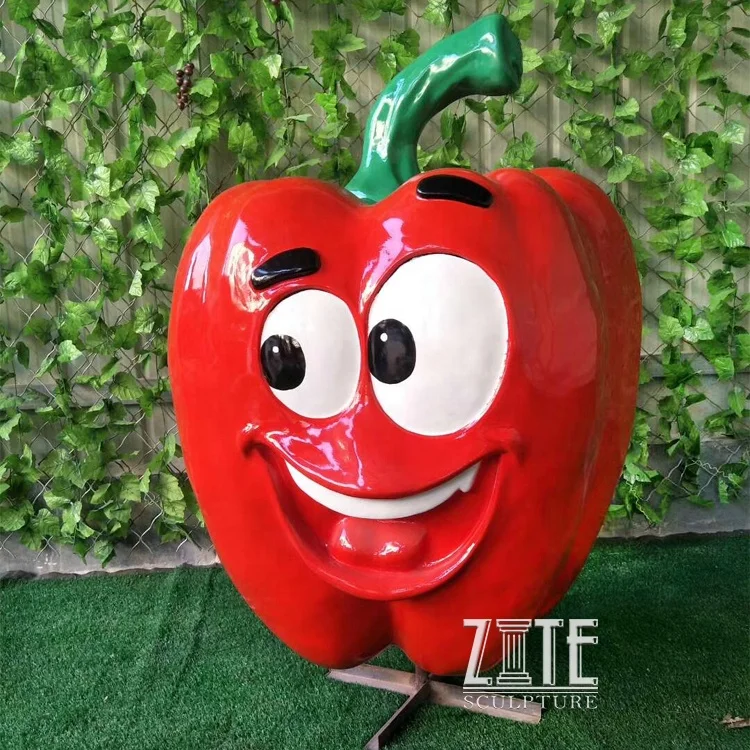 Hot sale fiberglass vegetable sculpture cartoon resin red pepper statue (62423239904)