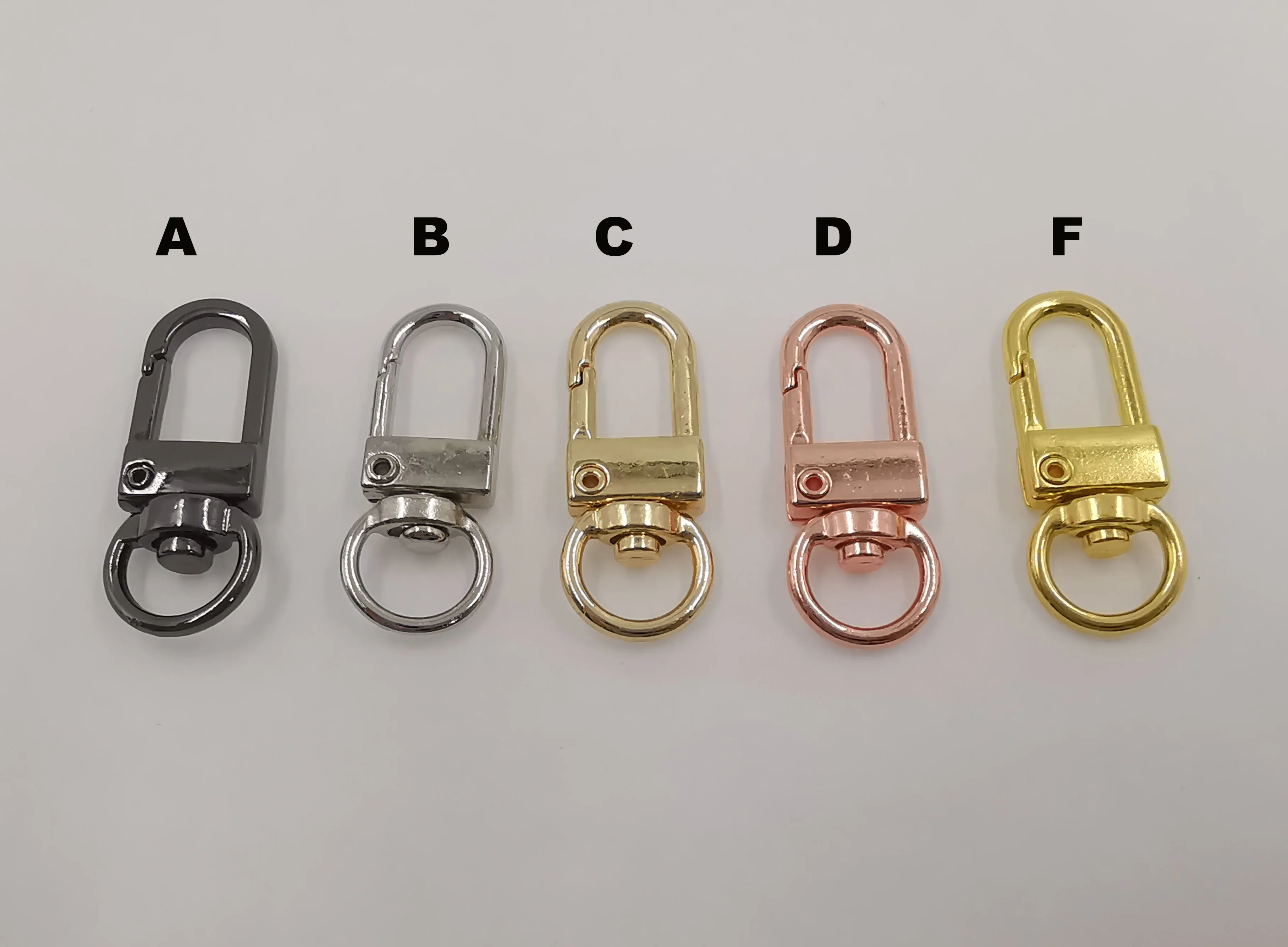 2.5Inch Small Mini  Rose Gold Heart Shape Rotating Ring Swivel Snak Hook Clip Clasp Coloured Silver 22Mm  Keyring With Ball Bead