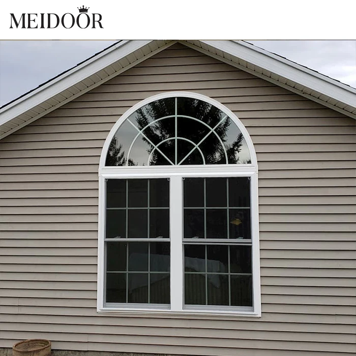 America Customized Specialty Shape Windows Black Color Design Fixed Sliding Aluminum Tempered Glass Arch Shaped Windows