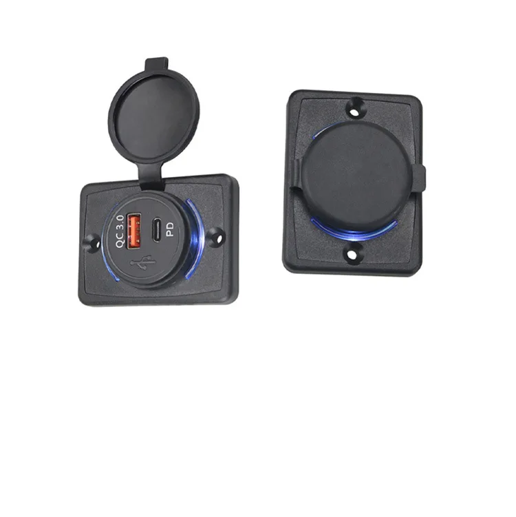 USB QC3.0 18W  Car Charger Socket Dual USB Outlet PD 33W with ON Off Switch Fast Car Charger for Car Golf Cart, RV Motorcycle