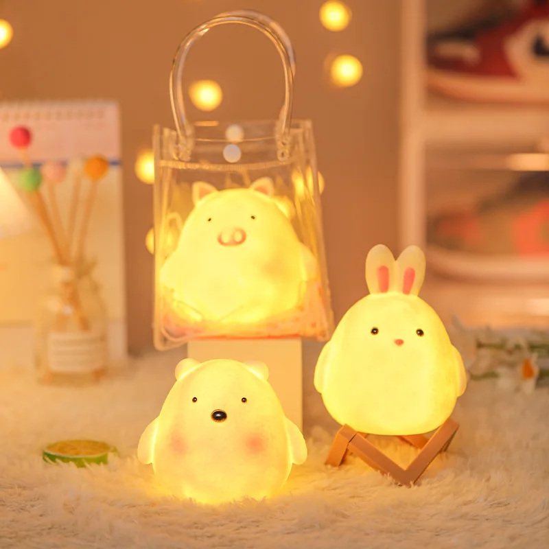cheap mini lovely led abs night light for kids bunny lamp light up animal night light