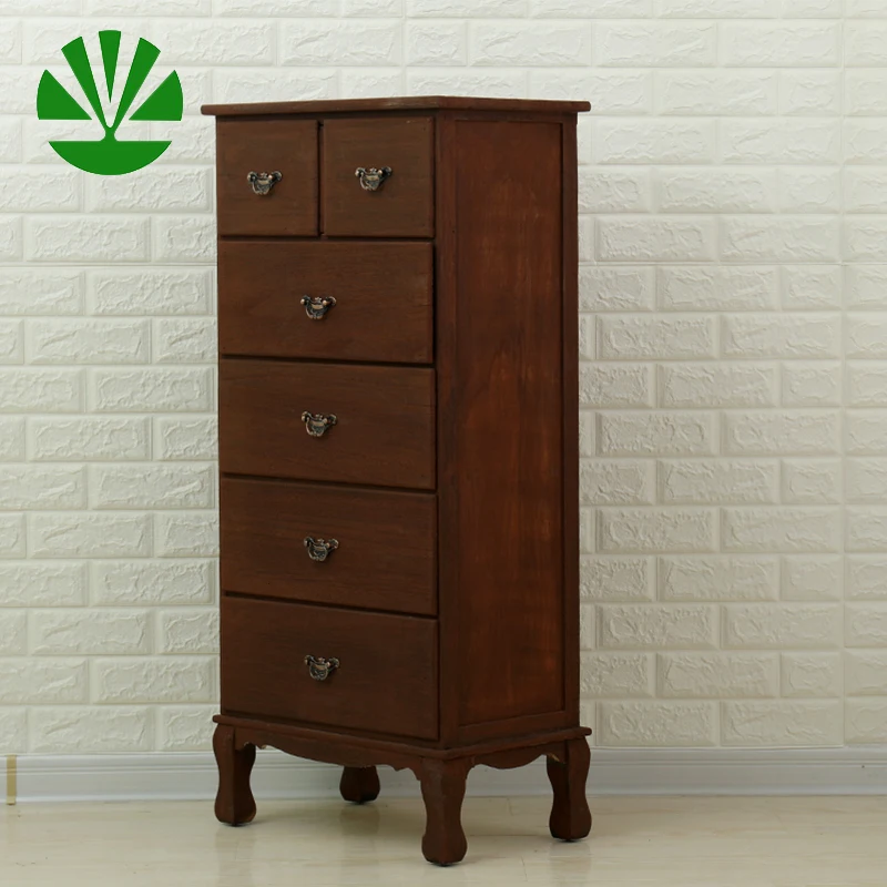 China manufactures tall rustic farmhouse paulownia wood dressers 6 drawers bedroom furniture chest