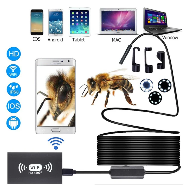 Камера-Эндоскоп объектив 8 мм 1200P 5 м Wi-Fi