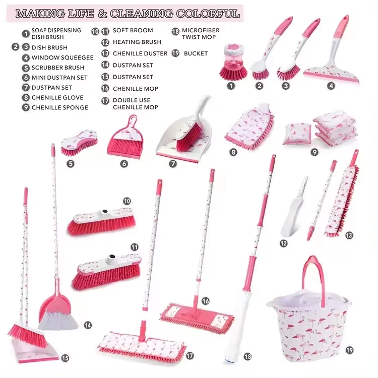 Masthome Professional Manufacturer Flamingo Printing Series Dish Brush Oval Kitchen Cleaning Brush