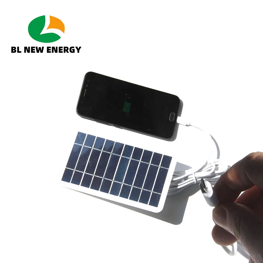 Simple Solar Phone Charging Power System 2W Portable Solar Phone Charger with Micro USB Output for Camping