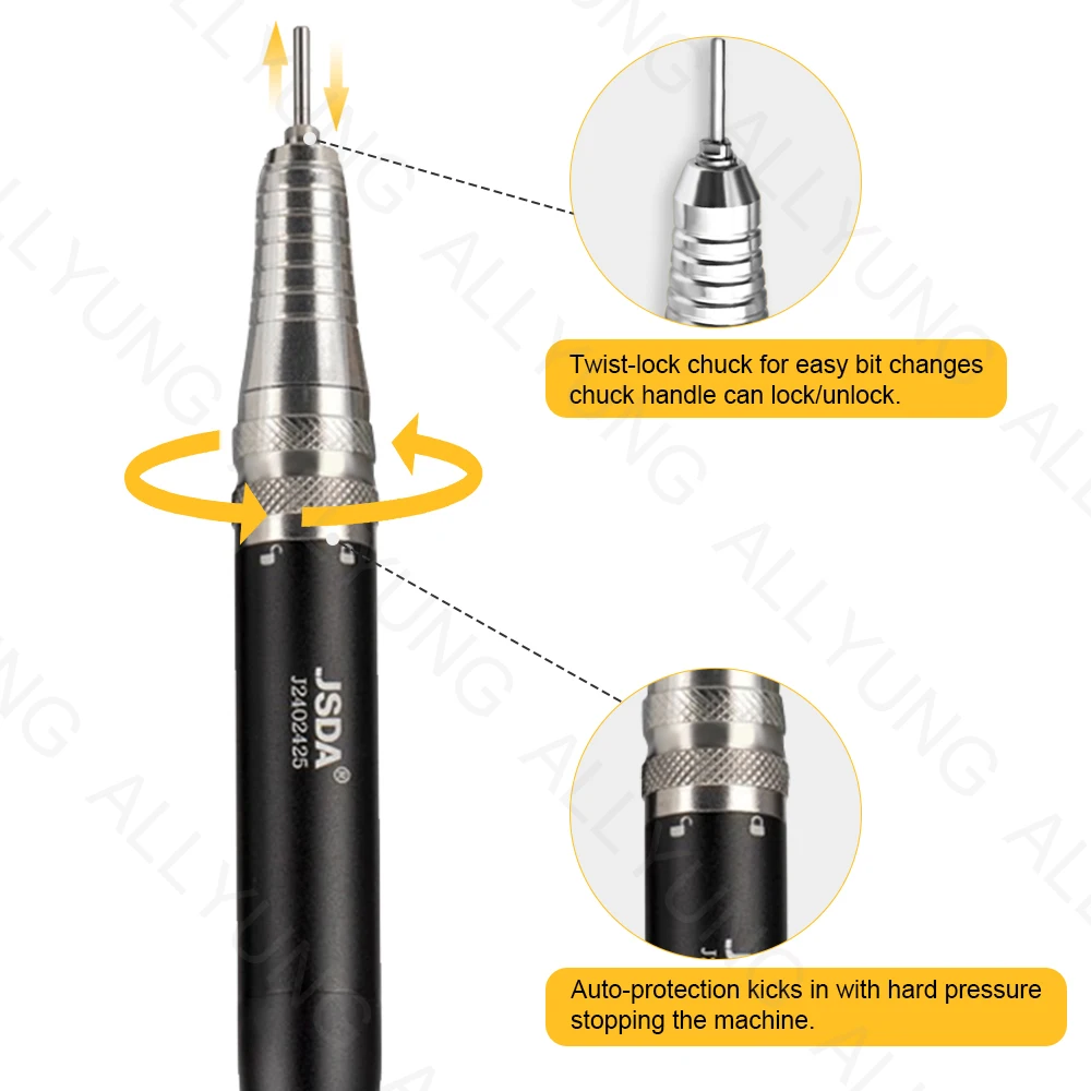 48W Cordless Portable Nail Art Drill Machine Professional Brushless Manicure Polisher Light Made Stainless Steel