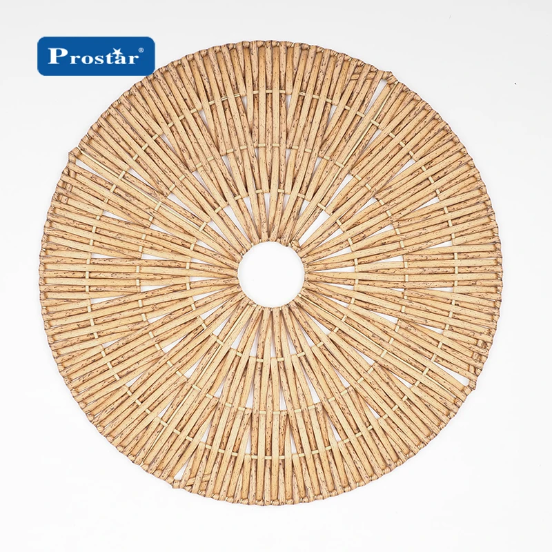 China wholesales natural corn bran weave placemat round braided rattan tablemats