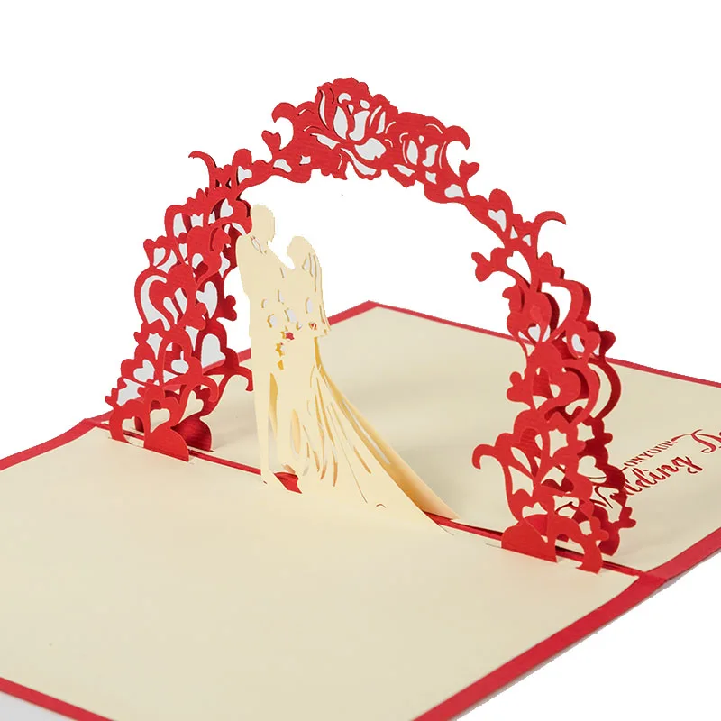 Amazon Hot Sale Paper 3d Popup Love Wedding Greeting Card Pop up Invitation Card Thank You Card