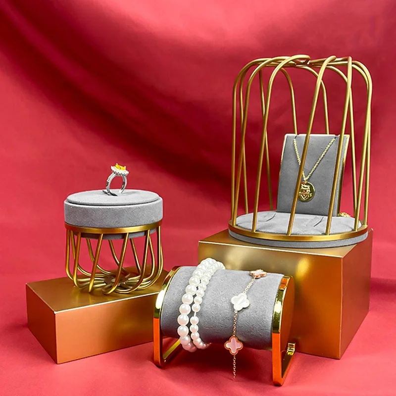 Multifunctional jewelry display props gray microfiber necklace jewelry display jewelry bust form ring holder custom