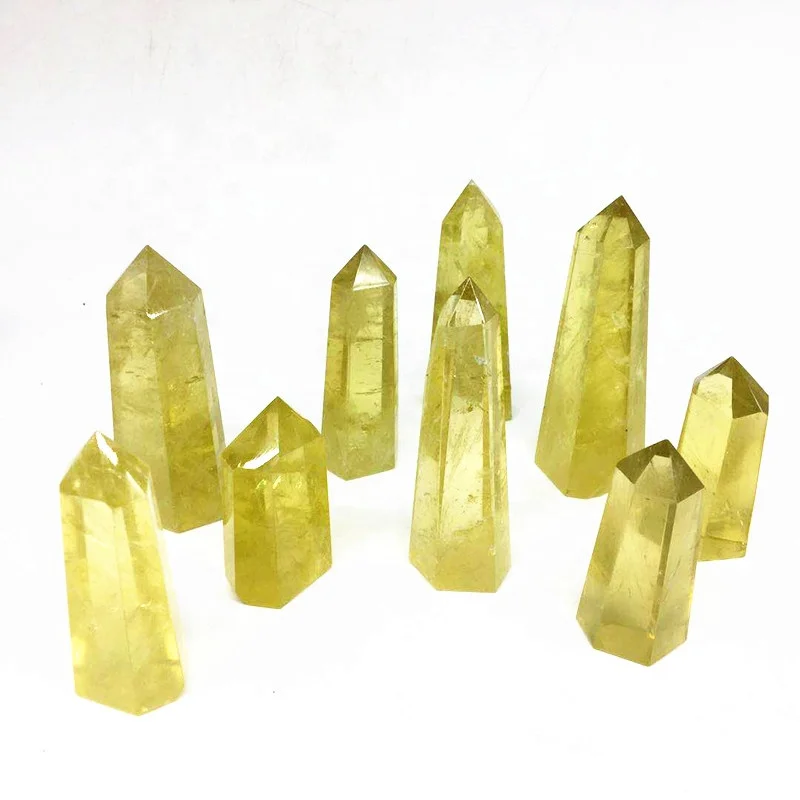 Wholesale Natural Crystal Quartz Point Healing Carved Crystal Tower Folk Crafts Yellow Clear Citrine For Healing