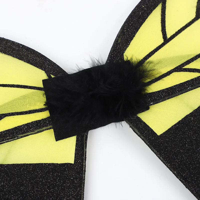 Hot Sale Bee Cosplay Wing Costume Bumblebee Wings for Kids Honeybee Fancy Dress Up Yellow Holiday Birthday Party Decorations