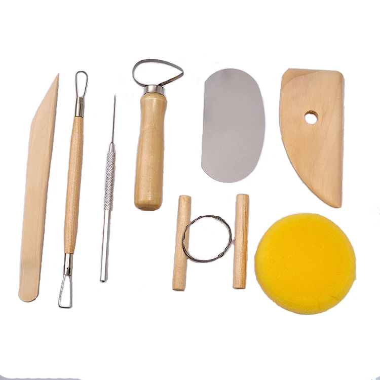 High Quality 8 Pieces Wooden Clay Ceramic Knife Sculpture Polymer Sculpting Pottery Clay Tools