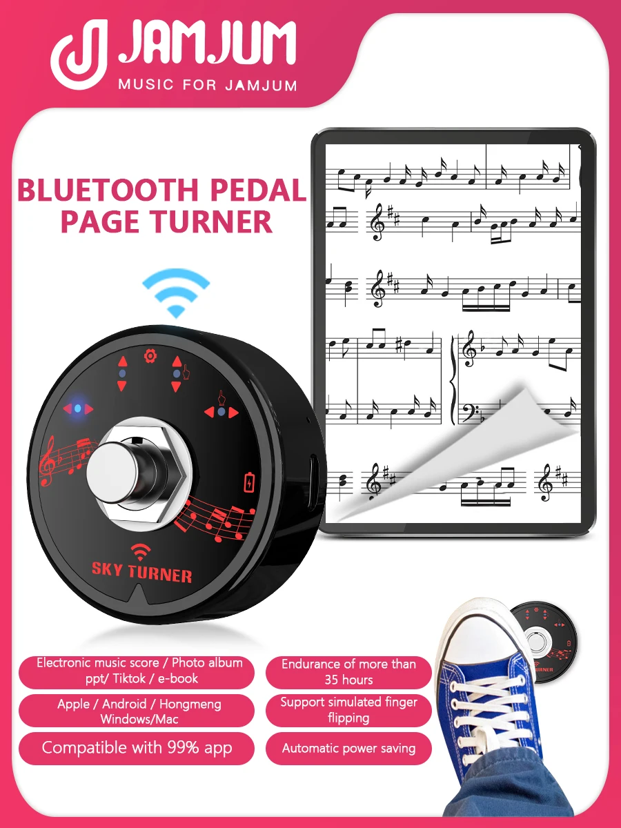 Portable Footstep Style Wireless Bluetooth Pedal Page Turner Music Accessories Musical Instruments Accessories