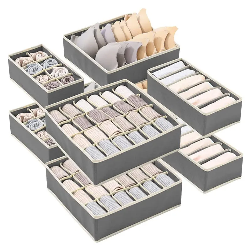 Hot sell fabric foldable bra closet divider box underwear storage drawer organizers