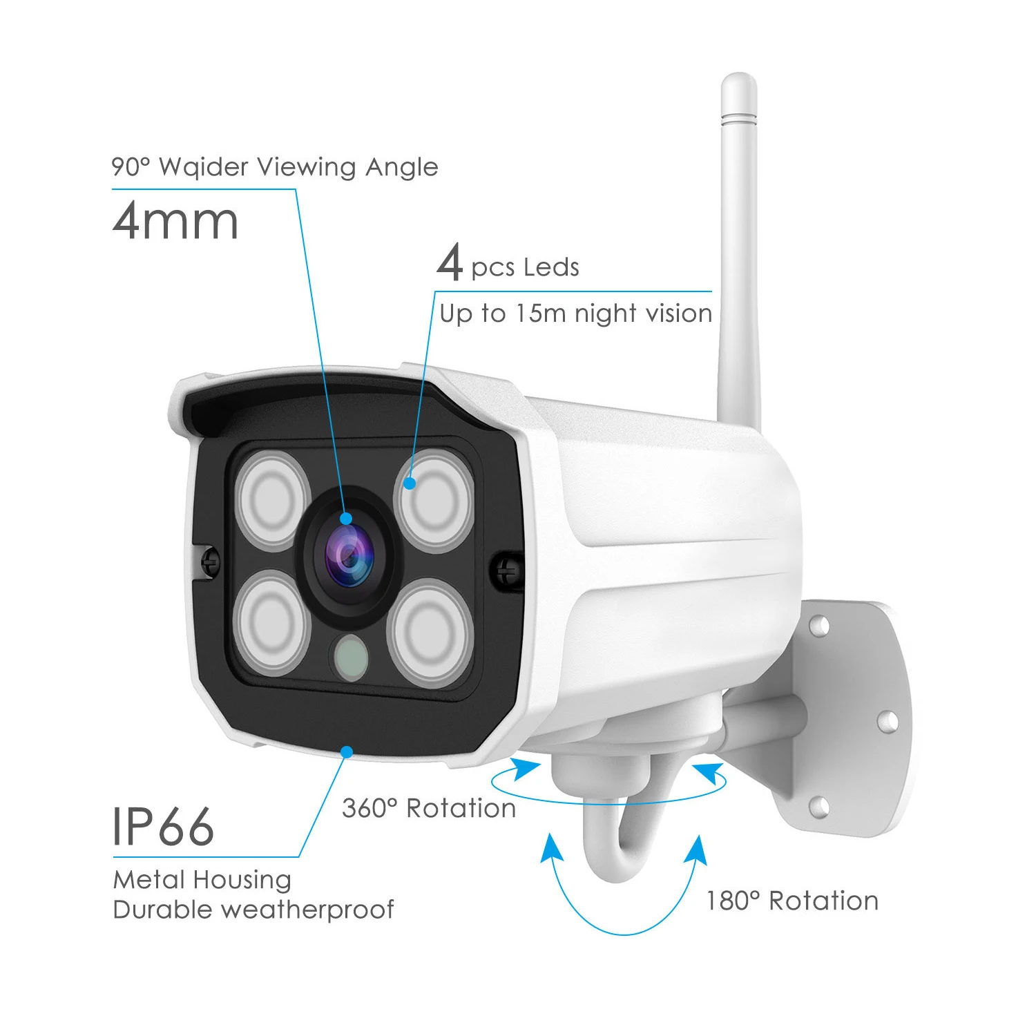 Wireless WiFi IP Camera Night Vision IP Network Security CCTV IR Camera And 4 LED Outdoor Bullet Wireless WiFi IP Camera