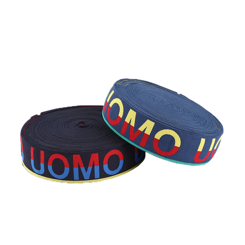 Polychromatic nylon jacquard elastic band custom letter logo soft waistband elastic