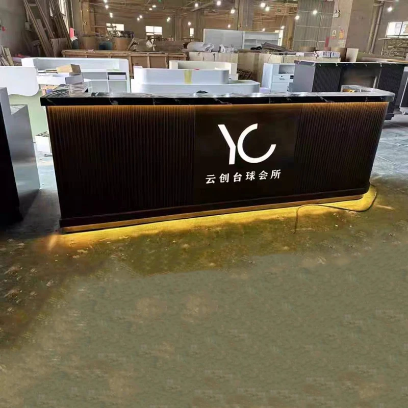 Bar Reception Desk 110.23' Home Bar Cafe Counter Wooden Table Top Coffee Restaurant Bar Counter Design for Sale