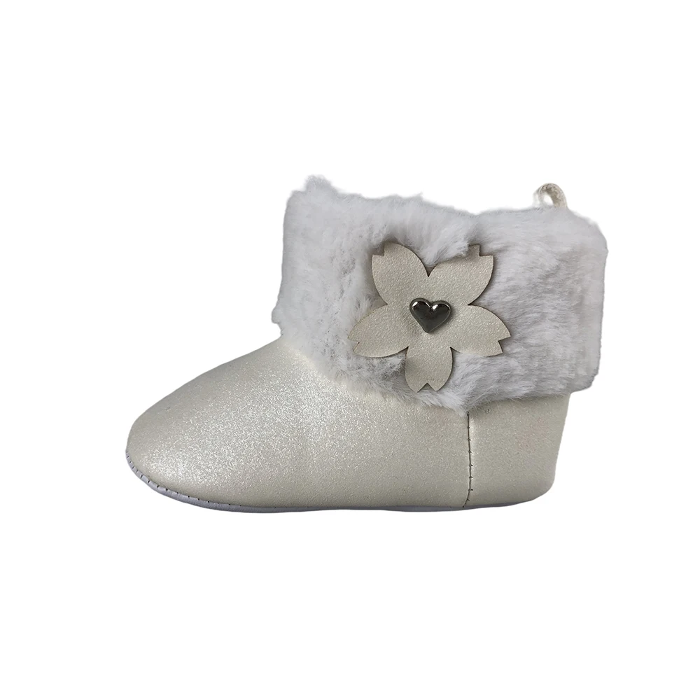 White newborn girls fur winter warm kids snow shoes ankle toddler baby ur