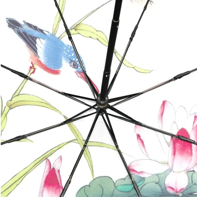 Bespoke UV Protection Traditional Ink and Wash Painting Lady Rain Umbrella