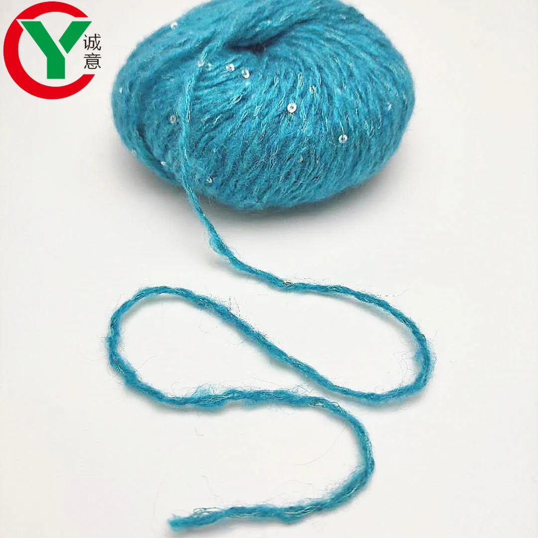 Wholesale Handmade long mohair yarn for crochet Mohair yarn ball with sequin