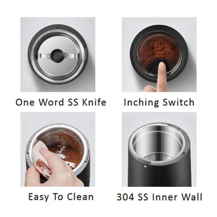 150W Electric Coffee Grinder with 50g Grinding Cup for Household Beans Spices Nuts Grains Milling
